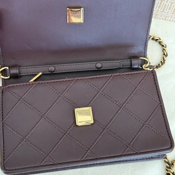 448! New TORY BURCHFLEMING SOFT CHAIN WALLET Color ALBAROSSA - Picture 6 of 12